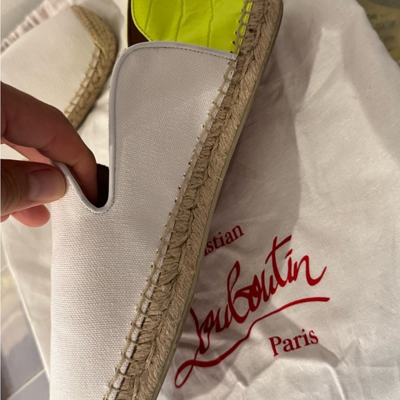 Christian Louboutin White and Tan Loafers Slip-Ons main image 7